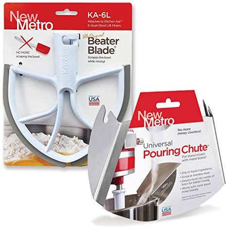 New Metro Design Original Beater Blade for 6 Quart Bowl Lift Stand Mixer and Universal Pour Chute Set, Made in USA