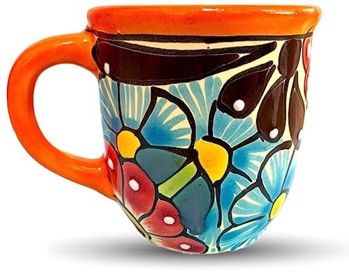 Talavera Fiesta - Taza de café mexicana pintada a mano, multicolor