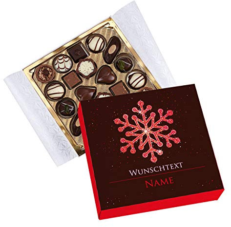Herz & Heim® Lindt Mini-Pralinés mit weihnachtlichen Banderole - Schneeflocke - mit Namen und kurzem Wunschtext