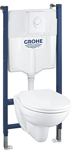 Grohe 39114000 Solido Compact 4 en 1 Set | pour WC, Plaque de Déclenchement, Blanc Alpin