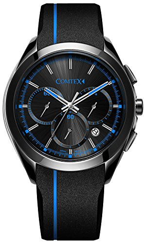 Comtex Herren Armbanduhr schwarz Chronograph Zifferblatt schwarz Silikonarmband Sport Uhr für Männer
