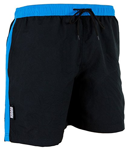 GUGGEN Mountain Badehose für Herren Schnelltrocknende Badeshorts 1889 mit Kordelzug Beachshorts Boardshorts Schwimmhose Männer schwarz mit blauen Streifen Beach