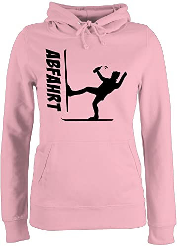 Pullover Damen Hoodie Frauen - Skiurlaub Apres - Ski Abfahrt - L - Hellrosa - mit après Party apre Apres+ski Geschenk après+ski+Party apreski Hoddies/pullies Skifahrer Hoodies Skifahren Hoody