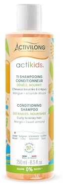 ACTIVILONG - Ti Shampooing Actikids - Cheveux Bouclés À Crépus - Dès 3 ans - Nourrit, Démêle Et Hydrate - Amande Douce Et Mangue - Vegan - Parfum Hypoallergénique - Made In France - 250ml