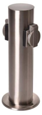 Unbekannt Edelstahl Säule mit 2 Gartensteckdosen rund 103113