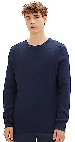 TOM TAILOR Denim 1016090 Jersey de punto con estructura para Hombre, Azul (13684 - Sky Captain Blue Non-Solid), S