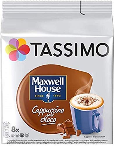 Tassimo Maxwell House Cappuccino Choco, café, pile de café, chocolat (paquet de 20, 160 boissons)