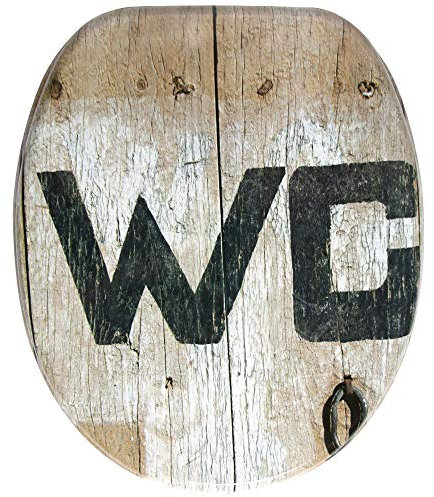 Sanilo Abattant WC, Grande sélection de lunettes de toilette en bois, Finition de haute qualité, Charnières robustes, Fixation facile (Old Style)
