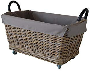 B18-DMR Cesto Portalegna in Rattan con Ruote (Medium Stube)