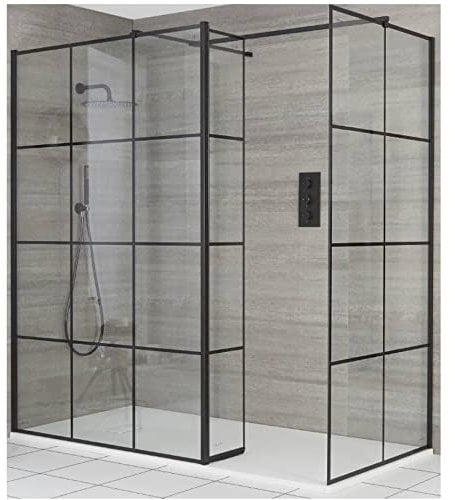Milano Barq Black Grid Corner Shower Enclosure Return White Tray - 1700mm x 900mm