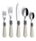 ANNOVA Lot de 20 couverts vintage en acier inoxydable, couleur ivoire, couteau de table, fourchette à salade, cuillère à soupe, cuillère à café, service pour 4 personnes – Crème