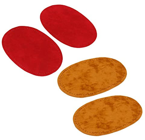 2 Paar Sew On Patches Knie Patches für Jeans Kleidung Rot