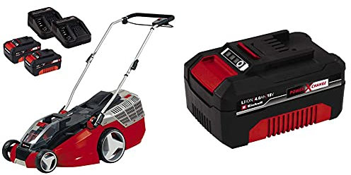 Einhelleinhell 3413130 Kit Tagliaerba A Batteria Ge-Cm, 43 Li M, Rosso, Nero &Einhell 4511396 Batteria Ricaricabile Agli Ioni Di Litio, 4000 Mah, 18 V, Nero, Rosso, 4,0 Ah