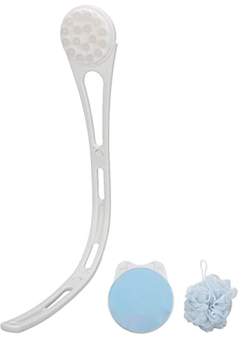3 in 1 Shower Brush Set, Multifunctional Shower Brush Set Skin Exfoliating Bath Back Sponge Scrubber Brush with Long Handle, Loofah Brush Head Applicator Massage Head