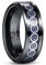 Cloyo Wolfram Ring Männer Schwarzer Ring für Herren Damen 8mm Freundschaftsring Sternzeichen Ring Krebs mit Blaue Kohlefaser Größe 57 (18.1)
