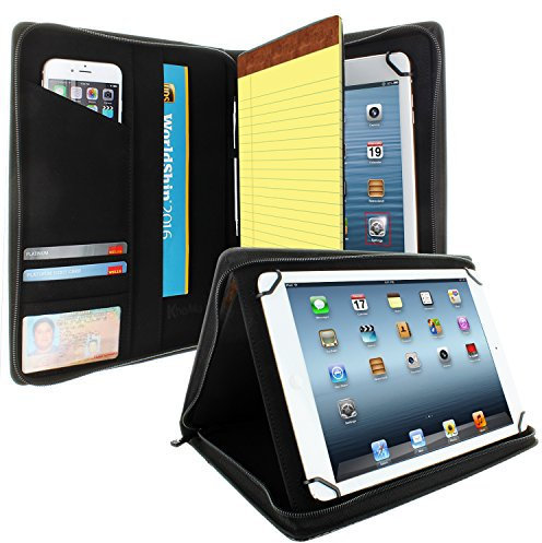 KHOMO KHO-1702 Universal-Tablet-Padfolio-Schutzhülle mit Reißverschluss für iPad Pro 12,9 Zoll (32,8 cm), Karbonfaser, Schwarz