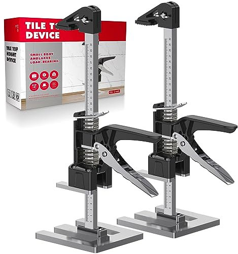 EASYGNAL Construction Jack, Labor Saving Arm Jack,Hand Lifting Jack Tool 15.55 Inch Furniture Lifter 2Pack Wall Tile Locator,Bar Clamps for Woodworking,Door Panel Lifting Cabinet Jack Board Lifter