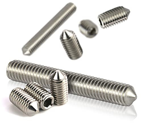 PROTECH 100 Stück Gewindestiften M6x8 mit Innensechskant und Spitze aus rostfreier Edelstahl Madenschrauben DIN 914 A2 V2A
