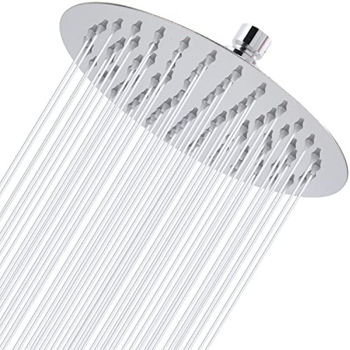 20cm Regenbrause, Markcco Kreisförmiger Hochdruck Duschkopf aus Edelstahl 304, komfortables Duscherlebnis auch bei niedrigem Wasserdruck, installierbar an der Wand oder Decke (20cm, Chrom)