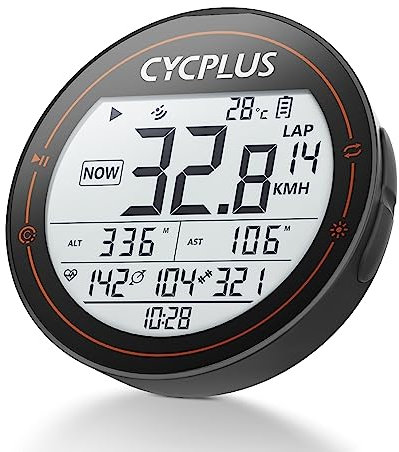 CYCPLUS Fahrradcomputer GPS Fahrradtacho Kabellos, IPX6 Wasserdicht Fahrrad Computer Drahtloser Radcomputer, ANT+ Bluetooth Kilometerzähler, kompatible mit Strava, Weiß