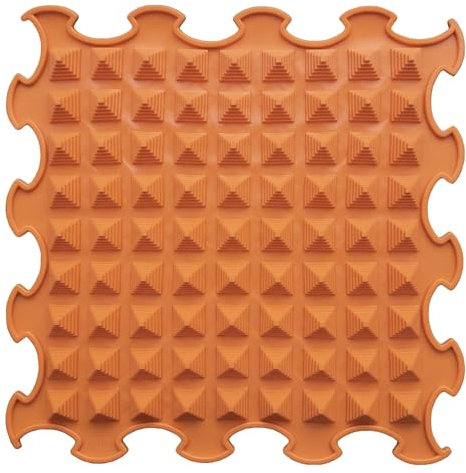 ORTOTO Einzelne sensorische Massagematte, Puzzlematte, orthopädisch, manuelle Massagematte (Kürbisorange, Kleine Pyramiden)