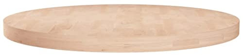 vidaXL Runde Tischplatte Massivholzplatte Eichenplatte Holzplatte Platte Ersatztischplatte für Esstisch Ø70x4cm Unbehandeltes Massivholz Eiche