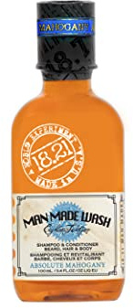 18.21 Man Made Original Absolute Mahogany 3-in-1 Body Wash, Shampoo, & Conditioner for Men, All Hair & Skin Types, Strengthens and Moisturizes in a Manly Aroma, 3.4 oz