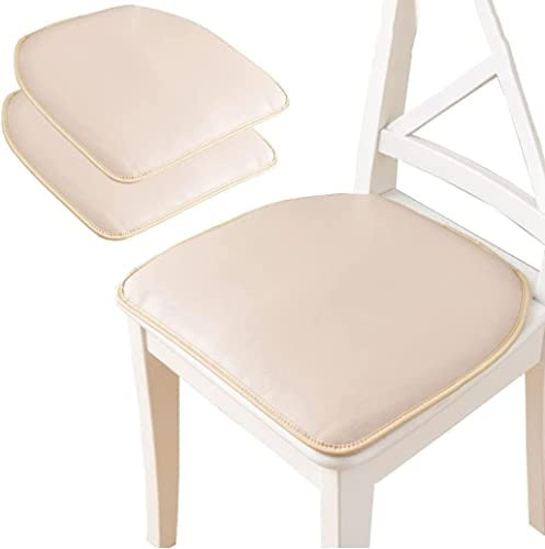 OITTO Hochwertiges Stuhlkissen mit Krawatten für Esszimmerstuhl aus synthetischem Leder - Hufeisenförmiges rutschfestes Sitzkissen für bequemes Sitzen - Größe 43 x 40cm,Beige-43 * 40cm(4packs)