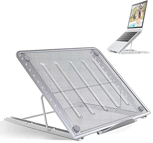BSTMOME Laptop Stand,Foldable Portable Ventilated Desktop Laptop Holder,Universal Lightweight & Adjustable Ergonomic Tray Mount Compatible with iMac/Laptop/Notebook Computer/Tablet (Silver)
