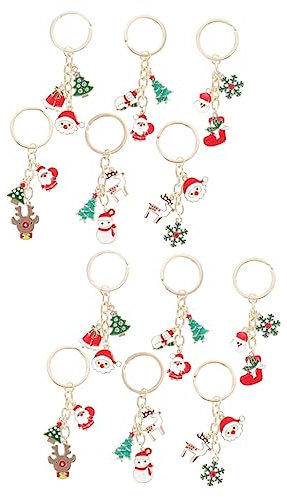 ifundom 12pcs Christmas Elk and Snowman Key Festive Purse Charms for Holiday Gifting and Decoration Creative Keychain Accessories for Christmas Celebrations