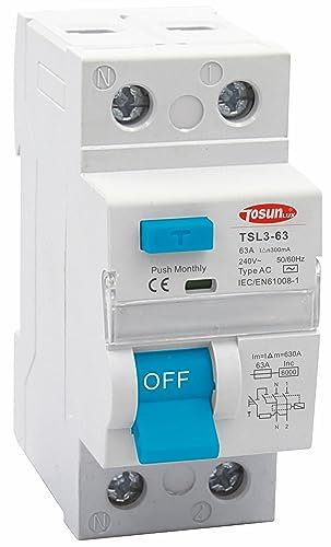 Interruptor Diferencial | TSL3-63 | Tipo AC | 2P 30mA 240V | Capacidad Corte 6kA | Intensidad 63A