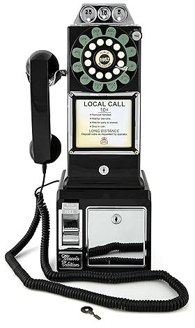GPO Retro 130BLK Diner Telephone Push Button Desk or Wall Mountable (Black)