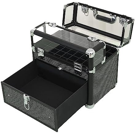 HJXGQJM Maletín De Maquillaje Estuche Maquillaje De Viaje Beauty Case Portátil, Organizador Estuche De Uñas Beauty Case De Viaje Joyero Y Manicura para Mujer Profesional, Negro