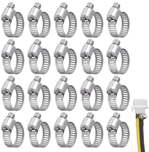 20 PCS Hose Clips 13-19mm Adjustable Hose Clamps Hose Screws Pipe Clamps Clips Assortment for Hose Pipe Jubilee Clips Jubilee Clip Assorted Clip Pipes Tube Clamp Kit for Securing Hose Connections