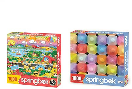 Springbok Puzzle 2 Stück 1000 Teile Puzzle – Collage aus Farben und Emojiville buntes Vorteilsset – hergestellt in den USA mit einzigartigen Präzisionsschnittteilen für eine
