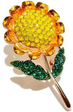 downpour Broche tournesol jaune avec strass en forme de fleur en cristal pour femme, fête, bureau, épingle, vêtements, accessoires, bijoux cadeaux, Acier allié