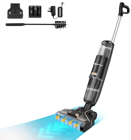 Bürstenlos Akku Staubsauger 40000Pa, Staubsauger Kabellos mit Touchscreen, 25Min Laufzeit, Leichter Anti-Tangle Staubsauger Stielstaubsauger für Hartböden Teppich Tierhaare