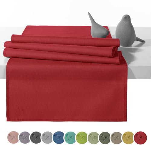 heimtexland Outdoor Tischläufer Garten Tischdecke 45x145 Tischdeko wasserabweisend wetterfest UV-beständig Typ551 Rot
