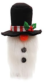 kesurpae Weinflaschenabdeckung Weihnachtsbaum gesichtsloser Alter Mann Elf staubdichte Kleidung schützender spitzer Hut Weihnachtsbar Esstisch, Schneemann