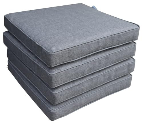 Calma Lux® Bankauflage 4xStuhlkissen mit abnehmbarem Bezug Bankkissen Bankpolster Polsterauflage Auflage für Gartenbank (Dunkelgrau, 50 * 50 * 7)