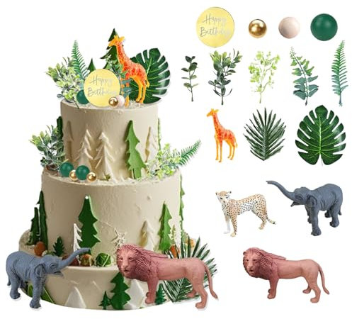 Jungle Cake Topper Tortendeko, Party Animals Wild One Geburtstag Deko Cake Topper Torten Zoo Tier für Geburtstag Kuchendekoration