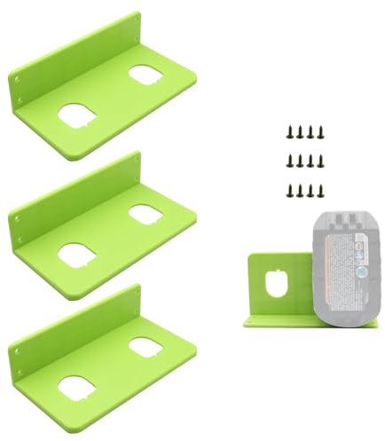 3 Packs Battery Holder Compatible with Ryobi 18V Battery Plastic Battery Dock Holder Wall Mounted Battery Storage Bracket with Screws for Workshop Garage Bench