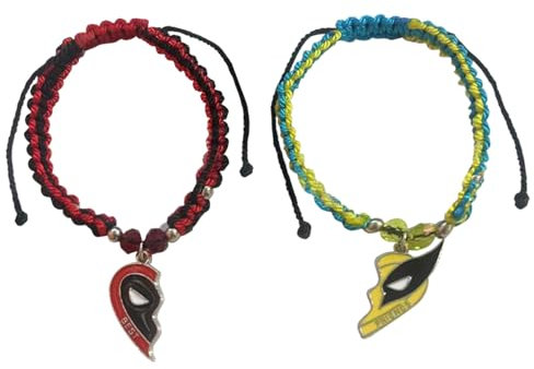 HSAJS 2 Stück Armband Paar Armbänder Spider Superhelden Couple Bracelet mit Herz Anhänger Matching Personalisiertes Schmuck Geschenk für Partner