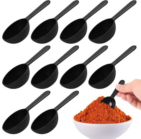 10 Pezzi Cucchiaio Dosatore in Plastica, Misurino Grammi, Misurino Proteine Riutilizzabili, Misurino per Caffè in Grani, Adatti per tè, Chicchi di Caffè, Polvere Proteica (nero)