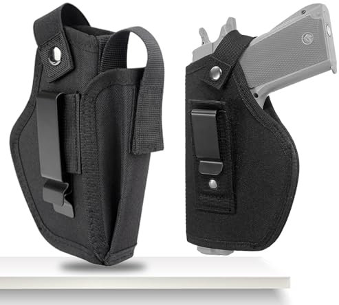Norhogo 2 Pezzi Fondina per Pistola Nascosta, Pistola Interna o Esterna per Mano Sinistra e Destra, Pistole Tattiche Holster, Nylon Fondina da Trasporto Nascosta, Nero