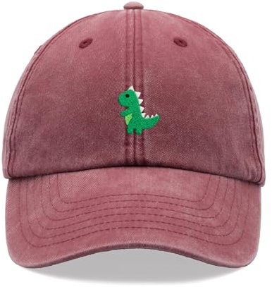 T-Rex Dinosaurier-Baseballkappe, Vintage, gewaschen, Unisex, verstellbar, rot, Einheitsgröße
