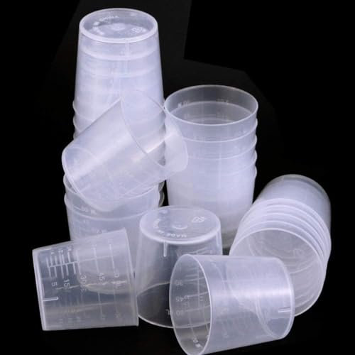 Vaso medidor graduado de plástico, capacidad de 60 ml, multiusos, transparente