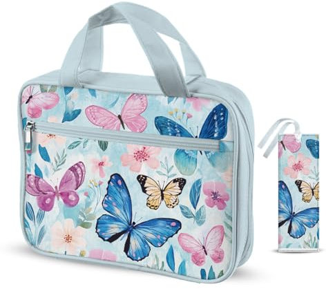 Hobbspring 1Pc Bibelhülle Mit Griffen 27x20cm Groß Bibel Tragetasche Mit Reißverschluss Schmetterlings Bibelschutz Mit Taschen Und Lesezeichen Für Frauen Und Männer Zum Tragen von Bibelbüchern