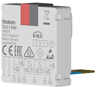 Theben 4969276 TA 6.1 KNX, 6 ingressi binari KNX TP, KNX Data Secure, 2 ingressi NTC (per rilevazione della temperatura), lunghezza del cavo fino a 30 m