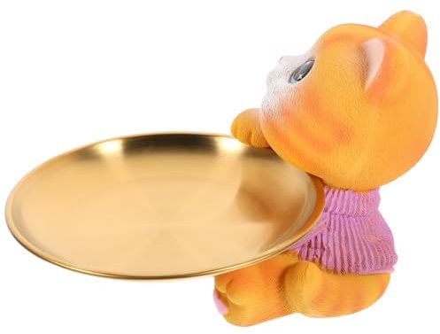 Vaguelly Cartoon Katzenfigur Aufbewahrungsteller Kleiner Teller Mit Figur Serviertablett Aus Edelstahl Schmucktablett Für Schreibtisch Aufbewahrungsbox
